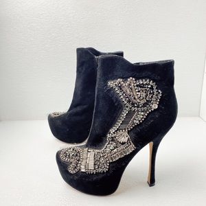 DOLCE VITA Platform Super High Heel Rhinestone Embellished Ankle Boots Wmns 9.5